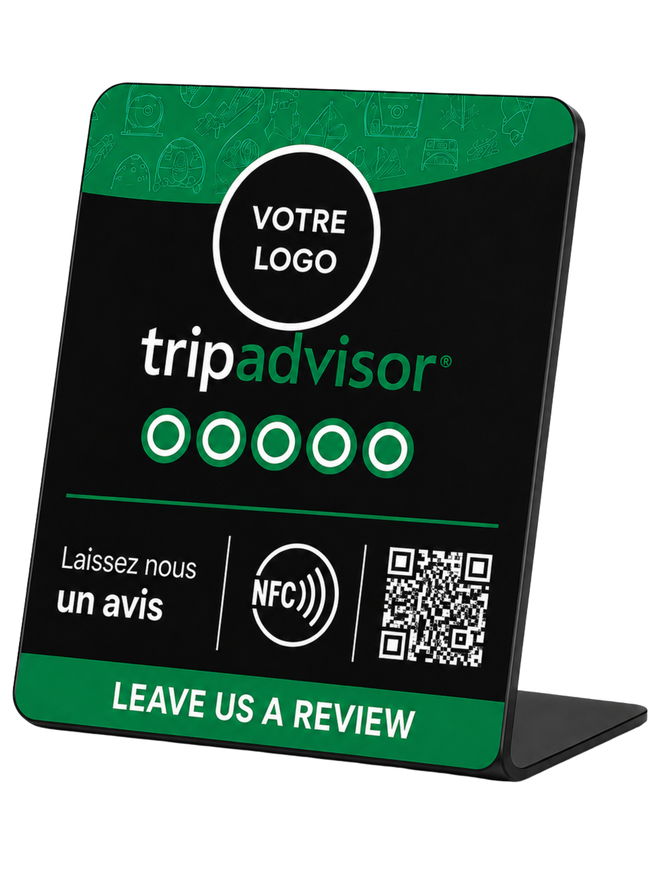 SUPPORT CHEVALIER ACRYLIQUE NFC TRIP ADVISOR REVIEW NOIRE